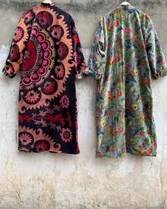 ชุดคลุมกิโมโนผ้ากำมะหยี่พิมพ์ลายอินเดียขายส่ง พร้อมเข็มขัด ชุดคลุมฤดูหนาวสำหรับทุกเพศ ชุดนอนกิโมโนยาวทำมือสำหรับผู้หญิง - Product Image 5