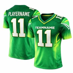 Conjunto de Uniforme de Fútbol Americano Personalizado, Pantalones y Camiseta, 100% Poliéster, Parte Delantera Corta, Tela de Malla Transpirable, Ropa Deportiva de Equipo, OEM, ODM, al por Mayor - Product Image 1