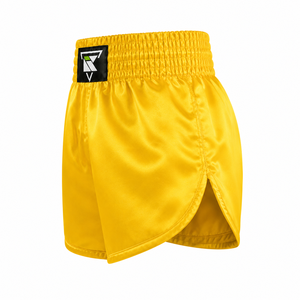 Pantalones Cortos de Muay Thai Amarillos para Hombre, Pantalones Cortos Deportivos Transpirables de Satén para Entrenamiento de Kickboxing, Pantalones Cortos de Muay Thai para Adultos - Product Image 3
