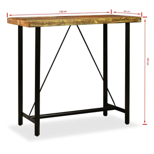 Ensemble de table de bar en bois de manguier et fer avec tabouret pour villa, hôtel, pub, café ou restaurant - Product Image 4