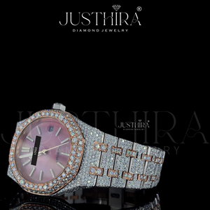 Montre de luxe Moissanite Iced Out, cadran entièrement pavé, ton or rose et argent, style Hip Hop, montre-bracelet unisexe - Product Image 4