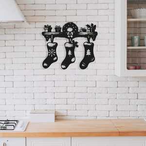Adornos Navideños de Metal para Pared, Decoración Festiva con Calcetines de Fieltro - Product Image 3
