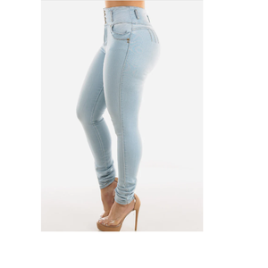 Jeans de Mujer de Alta Calidad, Cintura Alta, Corte Recto, Tallas Grandes, Transpirables, Ecológicos, Lavados, para Otoño - Product Image 3