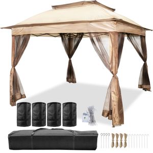 Gazebo in Acciaio 3,35m x 3,35m per Esterni, Tenda Portatile con Ampio Spazio Ombreggiato per Feste, Cortile, Patio, Prato e Giardino - Product Image 1