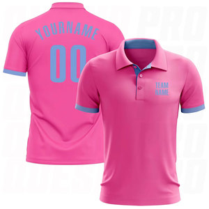 เสื้อโปโลแบบกำหนดเอง แขนสั้น เสื้อโปโลผู้ชาย เสื้อกอล์ฟสีชมพู สีฟ้าอ่อน เสื้อโปโลสำหรับเล่นกอล์ฟ ระบายเหงื่อได้ดี เหมาะสำหรับการเล่นกีฬา - Product Image 1