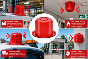 Alarma Audiovisual AVA111 24V con Luz Estroboscópica LED Naranja/Roja, Material de Policarbonato, 1 Año de Garantía, Hecho en Delhi - Product Image 3