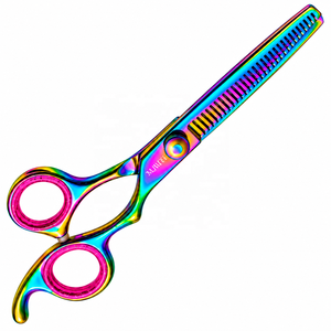 Ciseaux de coiffure multi-couleurs pour la texture des cheveux avec vis réglable, en acier inoxydable, pour la coiffure - Product Image 3