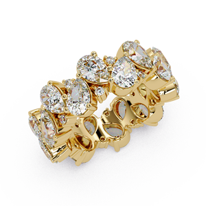 Anillos de Compromiso y Boda de Oro Sólido de 14k con Diamantes Cultivados en Laboratorio, Corte Pera, Color VVS DEF, Estilo Eternity Completo y Apilable, Personalizados - Product Image 3