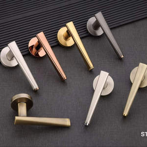 Sleek Minimalist Door and Window Pull Contemporary Multi-Finish Interior Lever Set in Satin Gold White and Charcoal <b>Grey</b> - Product Image 4