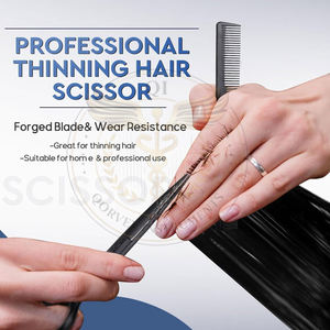 Juego de tijeras profesionales para cortar el cabello, 10 piezas, kit de tijeras para corte de cabello, para hombres y mujeres, para el hogar, salón de belleza, barbería, 6.5 pulgadas, color negro, regalo de Navidad - Product Image 5