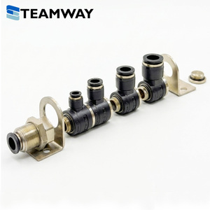 TEAMWAY Modular Pneumatic Manifold Block <b>Quick</b> Fitting with Mounting Bracket, Bulkhead Air Tube Hose <b>Connector</b> Joint - Product Image 2