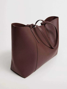 Women's Genuine Leather Tote <b>Bag</b> Solid Color Minimalist Style Open Closure Daily Use All Seasons - Product Image 3