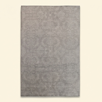 Tapis DECORDEC Silver Whisper Grey en laine tuftée à la main, écologique, antidérapant, motif floral damassé moderne pour salon et chambre à coucher