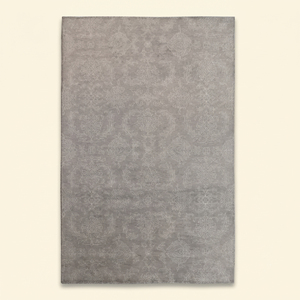 DECORDEC <b>Silver</b> Whisper Grey Wool Hand Tufted Eco-Friendly Non-Slip <b>Rug</b> Modern Floral Damask Pattern for Living Room Bedroom - Product Image 1