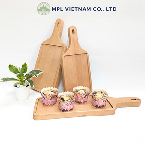 Eco-Friendly Natural Wooden Serving Tray with Rectangle Handle Paddle Board Style for Food Bread Cake & <b>Coffee</b> Decor - Product Image 3