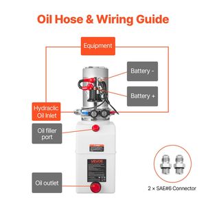 6 Quart DC 12V Hydraulic Power Unit Double Acting Dump Trailer Pump 3200 PSI Max Relief Pressure <b>Material</b> <b>Handling</b> Equipment - Product Image 6