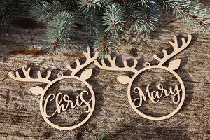 Ornement de cerf en bois personnalisé, objets décoratifs de Noël, décoration murale rustique, design circulaire d'animal - Product Image 6