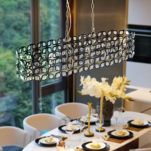 Lampadario a Sospensione Moderno Geometrico Contemporaneo in Cristallo Nero e Oro da 39 Pollici per Sala da Pranzo, Cucina e Soggiorno - Product Image 6