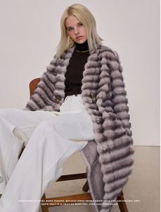 เนสต้า สปอร์ตส์เสื้อแจ็คเก็ตขนสัตว์เทียมชินชิลล่าสำหรับผู้หญิงสำหรับฤดูหนาว สีดำ ลายสัตว์ แขนยาว ไซส์พลัส เสื้อโค้ทกันลม - Product Image 2