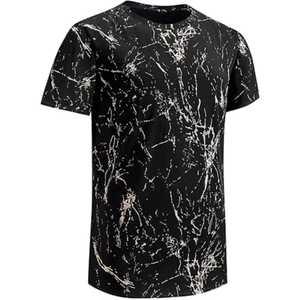 Camiseta de Manga Corta para Hombre, Estampado de Mármol Negro, Corte Regular, Cuello Redondo, Estampado Digital, Tejido Transpirable de Poliéster - Product Image 4