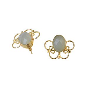 <b>Blue</b> Chalcedony Handmade Fashion jewelry <b>earrings</b> Customized Unique Designer <b>Studs</b> Whole Supply - Product Image 4