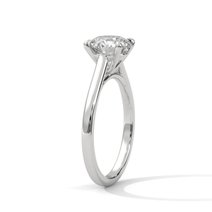Anillo de compromiso y boda con diamante solitario de corte redondo cultivado en laboratorio, banda de oro blanco de 14K, certificado GRA, joyería lista para fiesta para mujeres. - Product Image 2