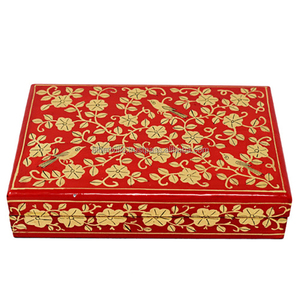 Red Paper Mache Jewelry Organizer Eco-Friendly <b>Storage</b> <b>Box</b> for Daily Wear Jewelry Organizer Floral Paper Mache <b>Box</b> - Product Image 1
