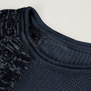 Pull tricoté sur mesure pour homme à manches longues, anti-plis, col rond, motif uni, polaire d'hiver, teinture unie - Product Image 3