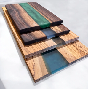 Planche à découper en bois de résine époxy de haute qualité, écologique, compatible lave-vaisselle, design carré, pour la cuisine - Product Image 1