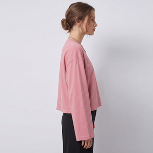 T-shirts à manches longues oversize pour femmes, style streetwear, épaules tombantes, manches longues, tee-shirt ample pour femmes, 100% coton, épaules tombantes - Product Image 3