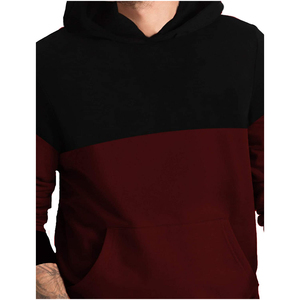 Sweat-shirt à capuche pour homme, coupe classique, tricoté, décontracté, avec poche, color-block, pour l'automne - Product Image 3