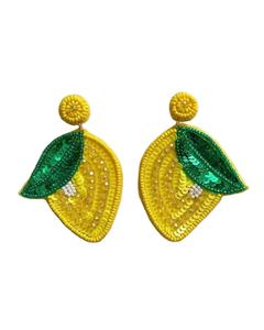 Nuevo diseño bordado hoja pendiente semillas cuentas limón hoja pendientes uso para mujeres y niñas de la India - Product Image 4