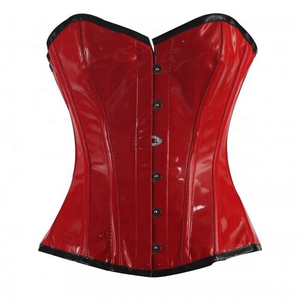 Corsé de Cuero Sintético Rojo para Mujer, Faja Moldeadora con Control Firme, Diseño con Botones Frontales, Uso Diario, Talla Adulto - Product Image 1