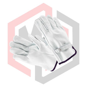Guantes de seguridad para conductor de cuero granulado de vaca, resistentes al desgarro, transpirables, antiestáticos, anticorte, antideslizantes, sin silicona, blancos - Product Image 2