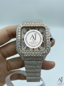 Reloj Mecánico con Esfera Cuadrada de Ladrillo, Pulsera Estilo Cubo de Hielo, Tono Rodio y Oro Rosa, Joyería Unisex - Product Image 6