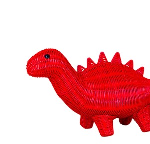Red Dinosaur Shaped Rattan Storage <b>Basket</b> Animal Design Decorative Organizer <b>Wicker</b> Bag <b>Plant</b> Fiber Material Durable - Product Image 6