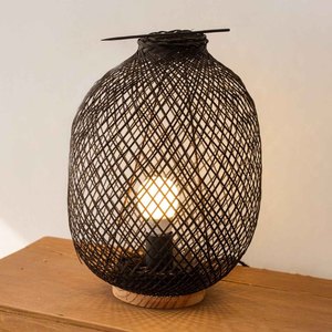 Decorative table lamp crafted from bamboo tabletop <b>bed</b> side lighting woven shade <b>light</b> lamps - Product Image 1