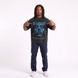 T-shirt graphique surdimensionné pour homme de marque OEM, manches courtes, effet délavé, style streetwear, imprimé, en jersey de coton, col rond, coupe carrée - Product Image 5