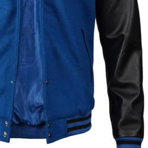 Chaqueta Varsity Slim Fit para Hombre, Mezcla de Lana, Manga Farol, Letras Bordadas, Ropa de Calle de Invierno, Ribete de Piel de Oveja - Product Image 4