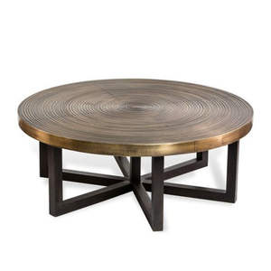 Nouvelle table basse ronde décorative moderne avec plateau noir et structure métallique, meuble de salon en forme d'hexagone - Product Image 3