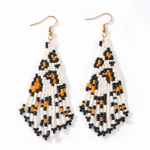 Pendientes de Cuentas con Borlas Miyuki, Diseño Bohemio con Estampado de Leopardo, Joyería Artesanal para Mujer, Ideal para Regalo - Product Image 1