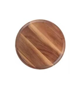 Assiettes en bois d'acacia massif poli de haute qualité, motif rond gravé, emballage optimal pour usage domestique, vaisselle de présentation en gros - Product Image 1