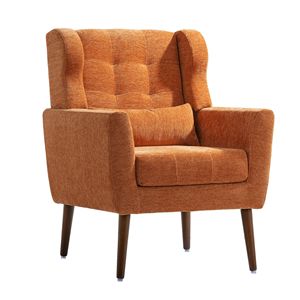 Poltrona Moderna Stile Mid-Century per Soggiorno, Comoda Sedia Imbottita in Tessuto Chenille con Imbottitura in Schiuma - Product Image 1