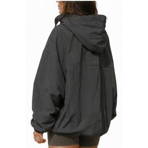 Women’s Oversized Hooded Windbreaker <b>Jacket</b> | Lightweight <b>Zip</b>-<b>Up</b> Sports <b>Jacket</b> | Elastic Hem Casual Outdoor <b>Jacket</b> | OEM ODM Cus - Product Image 5