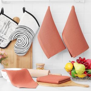 Panni da Cucina Ultra Morbidi in 100% Cotone a Nido d'Ape, Asciugatura Rapida, 30x30 cm, Confezione da 6, Colore Corallo - Product Image 2