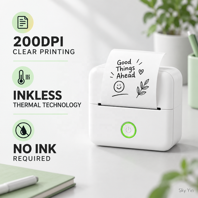 X6 Portable Pocket Mini Printer Thermal Printing Sticker Wireless Inkless Pocket Printer Self-adhesive Label Printer