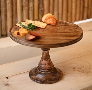 Support à gâteau en bois naturel écologique avec finition brillante, compatible lave-vaisselle, forme élégante, idéal pour les hôtels et les célébrations d'anniversaire, fabriqué en Inde - Product Image 1
