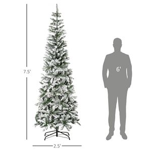 Albero di Natale Artificiale in Pino Sottile Non Illuminato da 2,3 m, Rami Realistici con 668 Punte, Effetto Neve - Product Image 6