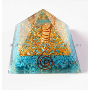 Pirámide de Orgón Turquesa al por Mayor con Bobina de Cobre, Mascota de Feng Shui Tallada, Piedra Preciosa Grabada, Pirámide con Símbolo de Reiki - Product Image 3
