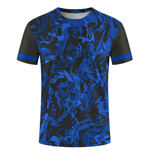 T-shirt sportif pour homme en jersey tricoté 100% coton, bleu uni, manches courtes, col rond, coupe ample, séchage rapide, écologique, 220g - Product Image 6